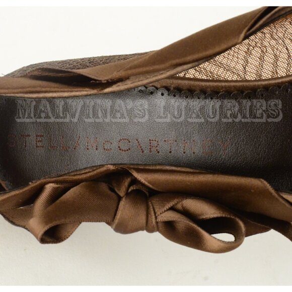 STELLA MCCARTNEY SHOES MESH & SATIN BROWN PUMPS sz 37.5 / 7.5 - Picture 11 of 13